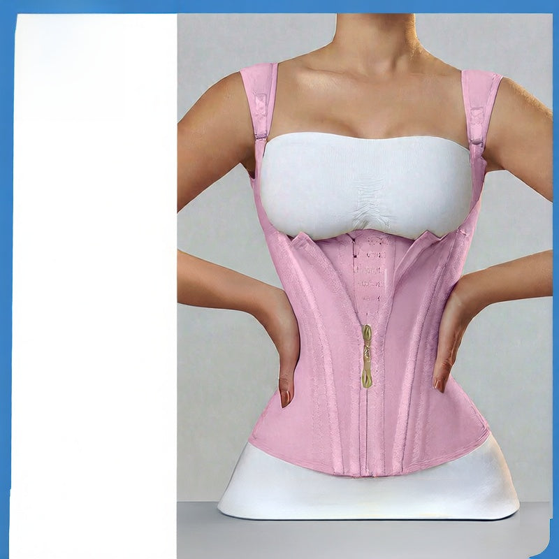 Abdominal cinching belt-tightening zipper vest