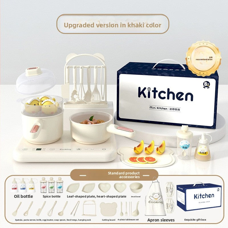 Mini Play Kitchen Set with Real Cooking Function