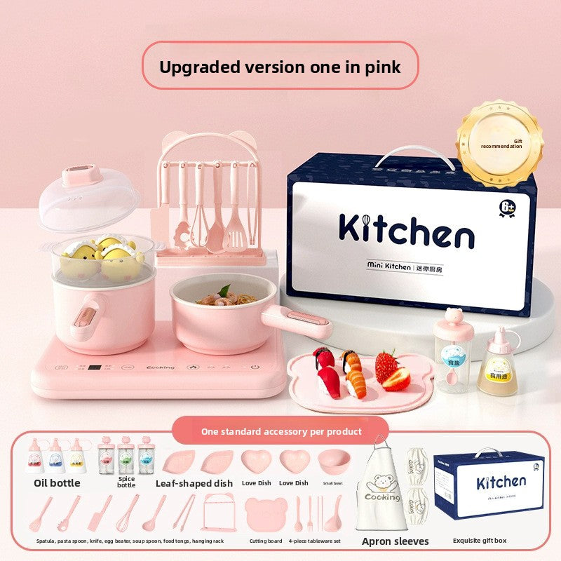 Mini Play Kitchen Set with Real Cooking Function