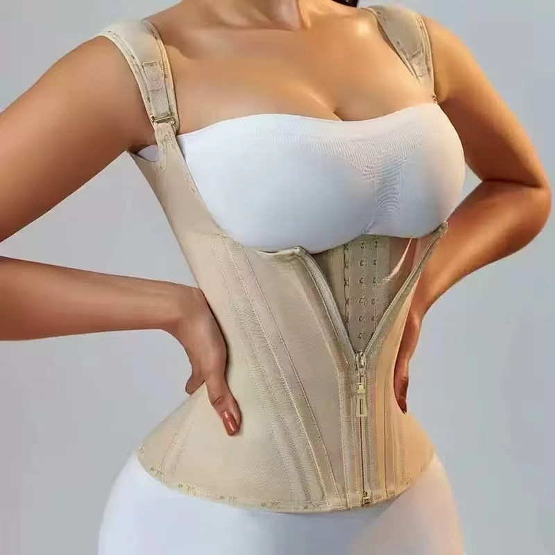 Abdominal cinching belt-tightening zipper vest