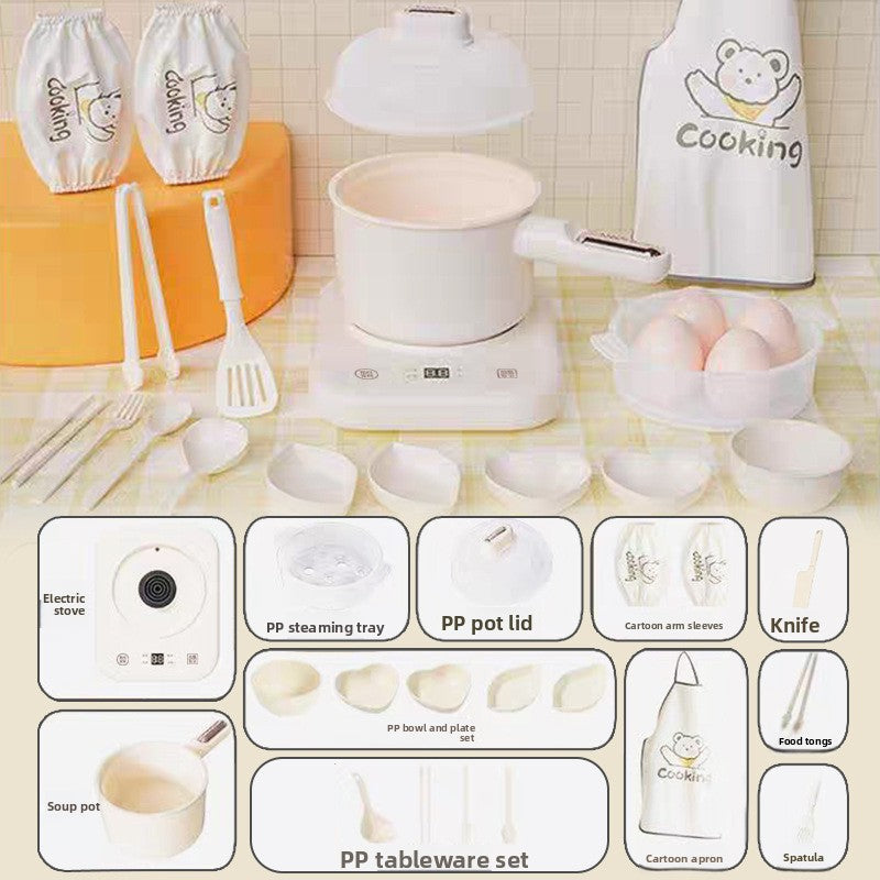 Mini Play Kitchen Set with Real Cooking Function