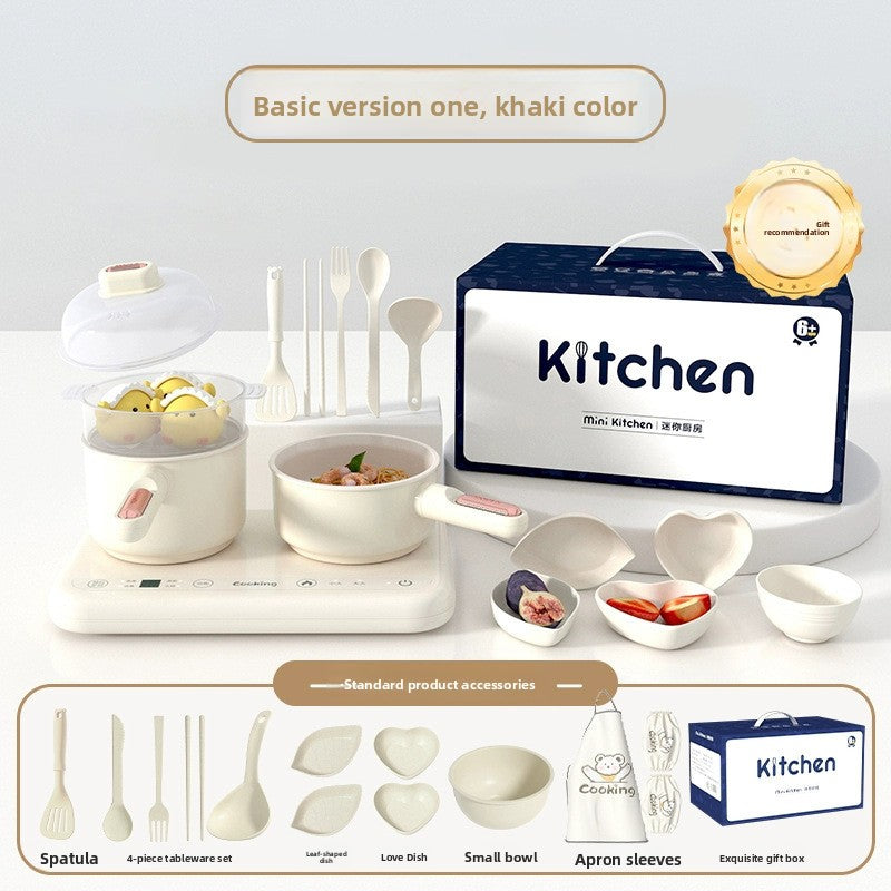 Mini Play Kitchen Set with Real Cooking Function