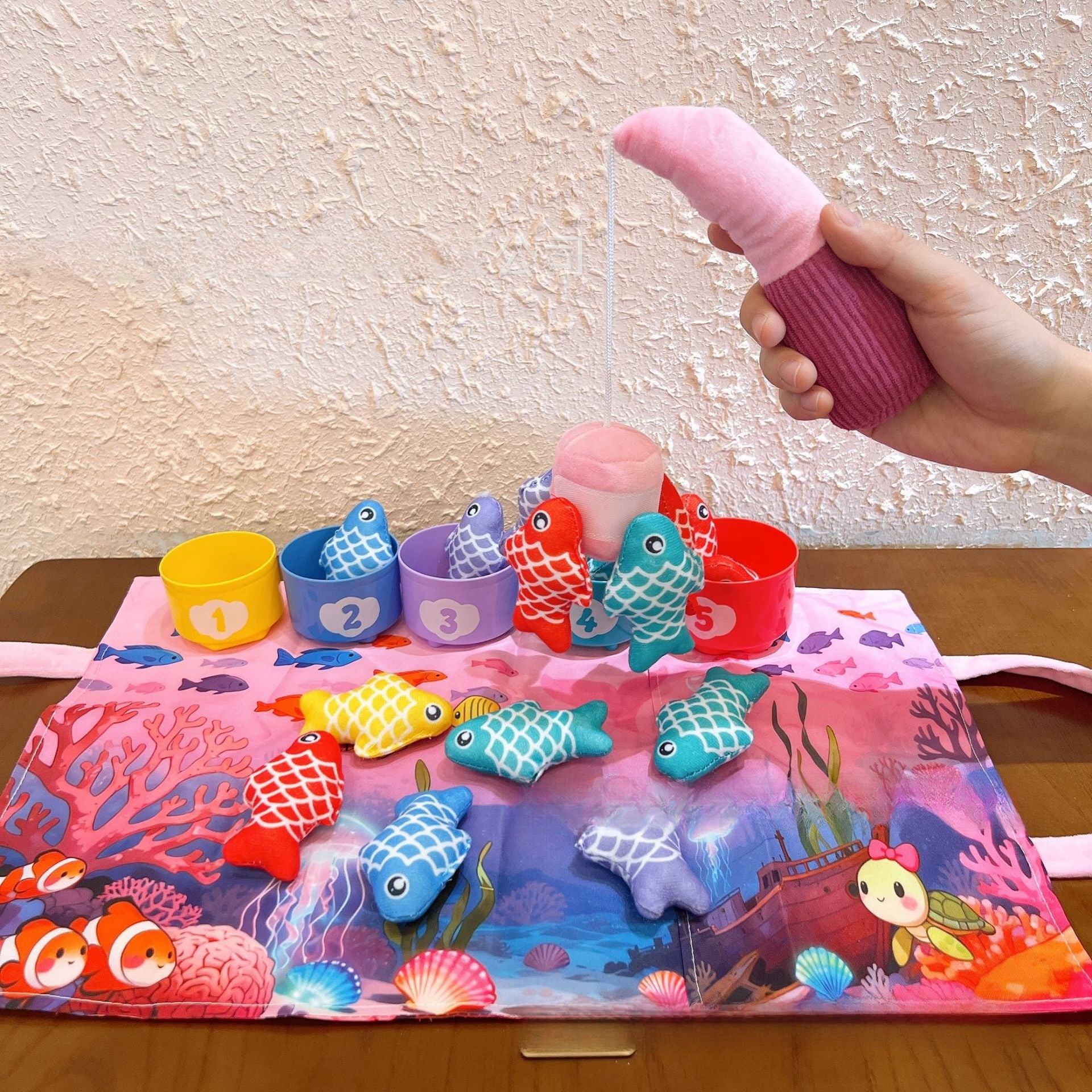 Montessori Velcro Fishing Toy Early Learning Cloth Game