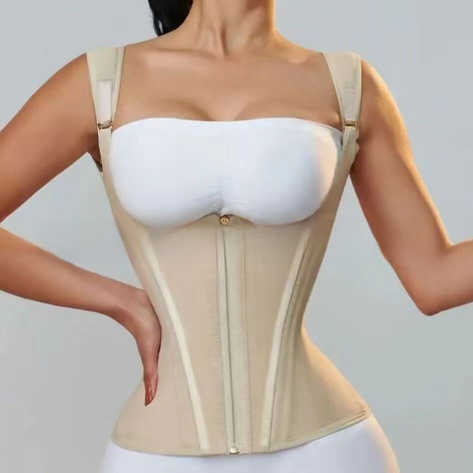 Abdominal cinching belt-tightening zipper vest
