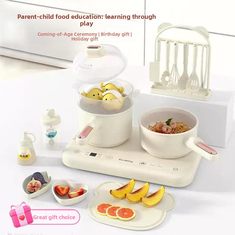 Mini Play Kitchen Set with Real Cooking Function
