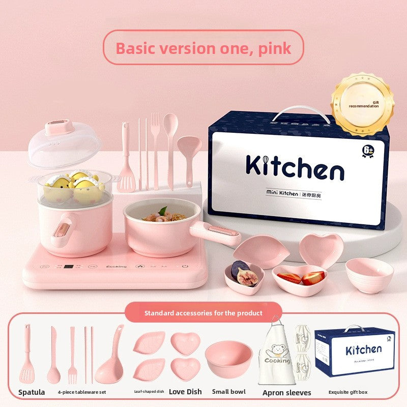 Mini Play Kitchen Set with Real Cooking Function